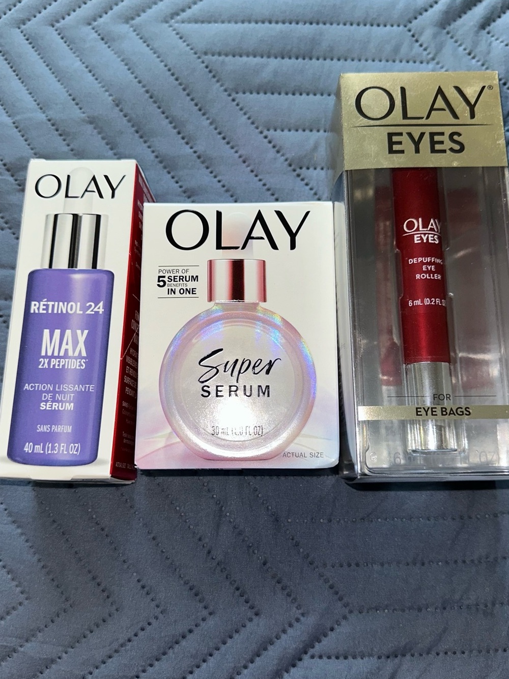 OLAY Super Serum + Retinol 24 Max (Purple) + OLAY Eyes (Red)